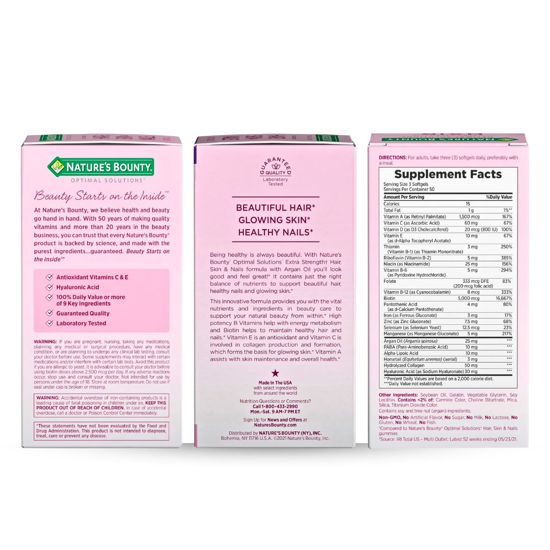 Glow Essentials – Nature’s Bounty Hair, Skin & Nails, 150 Softgels - Kodomo store