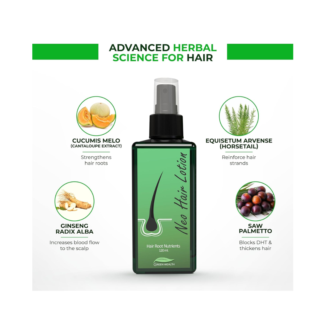 Green Wealth Neo Hair Lotion – Hair Regrowth & Fall Control (120ml) - Kodomo store