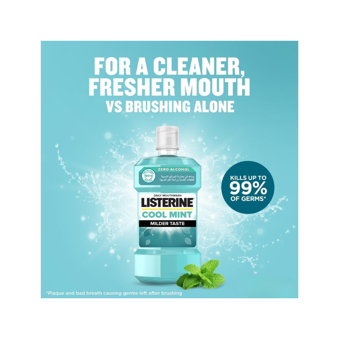 Listerine Cool Mint Mouthwash 500ml – Fresh Breath & Strong Teeth - Kodomo store