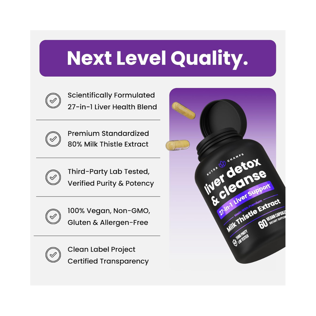 Liver Cleanse Detox & Repair – 25+ Herbal Blend with Milk Thistle, Dandelion & Artichoke (60 Capsules) - Kodomo store