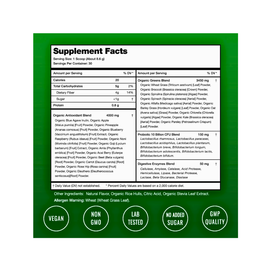 NutraChamps Super Greens Powder – Premium Superfood Blend with Probiotics & Digestive Enzymes - Kodomo store