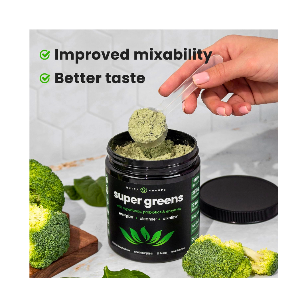 NutraChamps Super Greens Powder – Premium Superfood Blend with Probiotics & Digestive Enzymes - Kodomo store