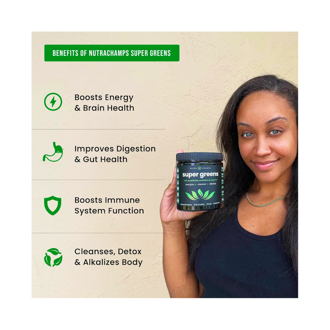 NutraChamps Super Greens Powder – Premium Superfood Blend with Probiotics & Digestive Enzymes - Kodomo store