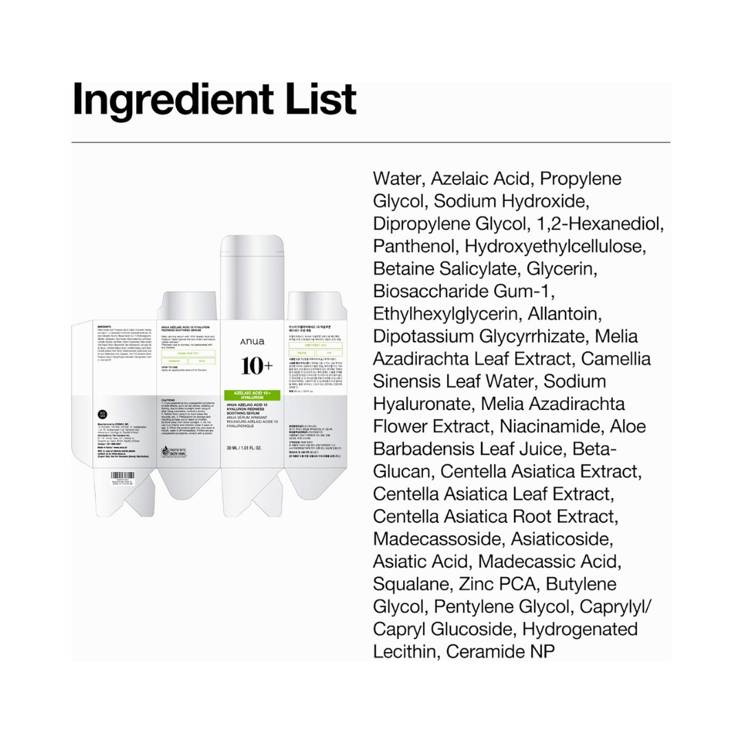 Anua Azelaic Acid 10% Redness Soothing Serum 30ml - Kodomo store