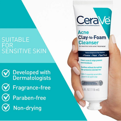 CeraVe Acne Foaming Cream Cleanser, 5 Fl Oz (Pack of 1) - Kodomo store