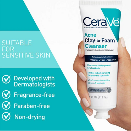 CeraVe Acne Foaming Cream Cleanser, 5 Fl Oz (Pack of 1) - Kodomo store