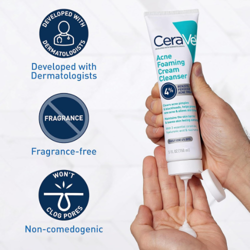 CeraVe Acne Foaming Cream Cleanser, 5 Fl Oz (Pack of 1) - Kodomo store