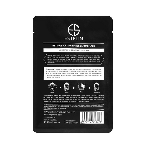 ESTELIN Anti-Wrinkle Retinol Serum Mask – 25ml - Kodomo store