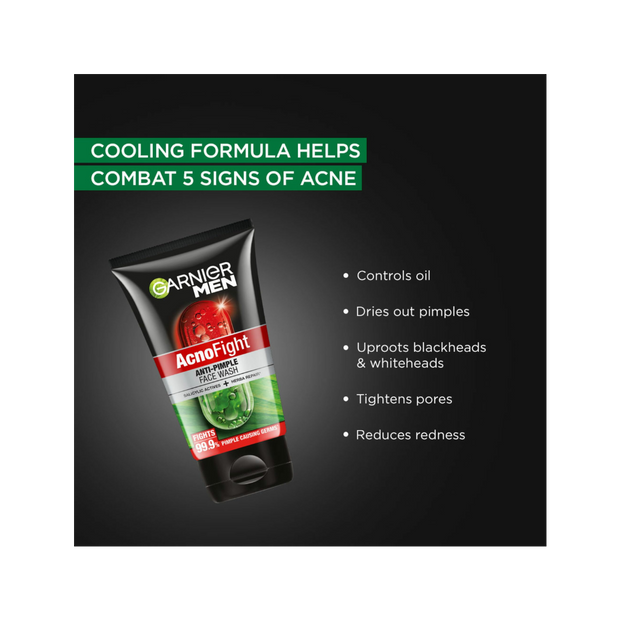 Garnier Men AcnoFight Anti-Pimple Face Wash 100g – Oil Control & Skin Repair - Kodomo store