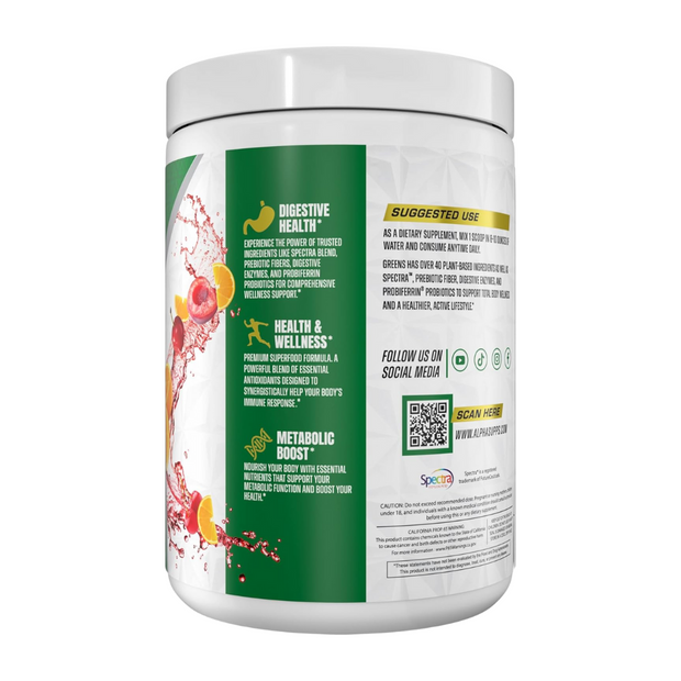 Alpha Greens Supplement – Orange Cherry | 30 Servings - Kodomo store
