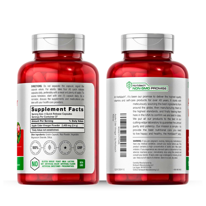 Horbäach Apple Cider Vinegar Capsules | 2400mg | 150 Count - Kodomo store