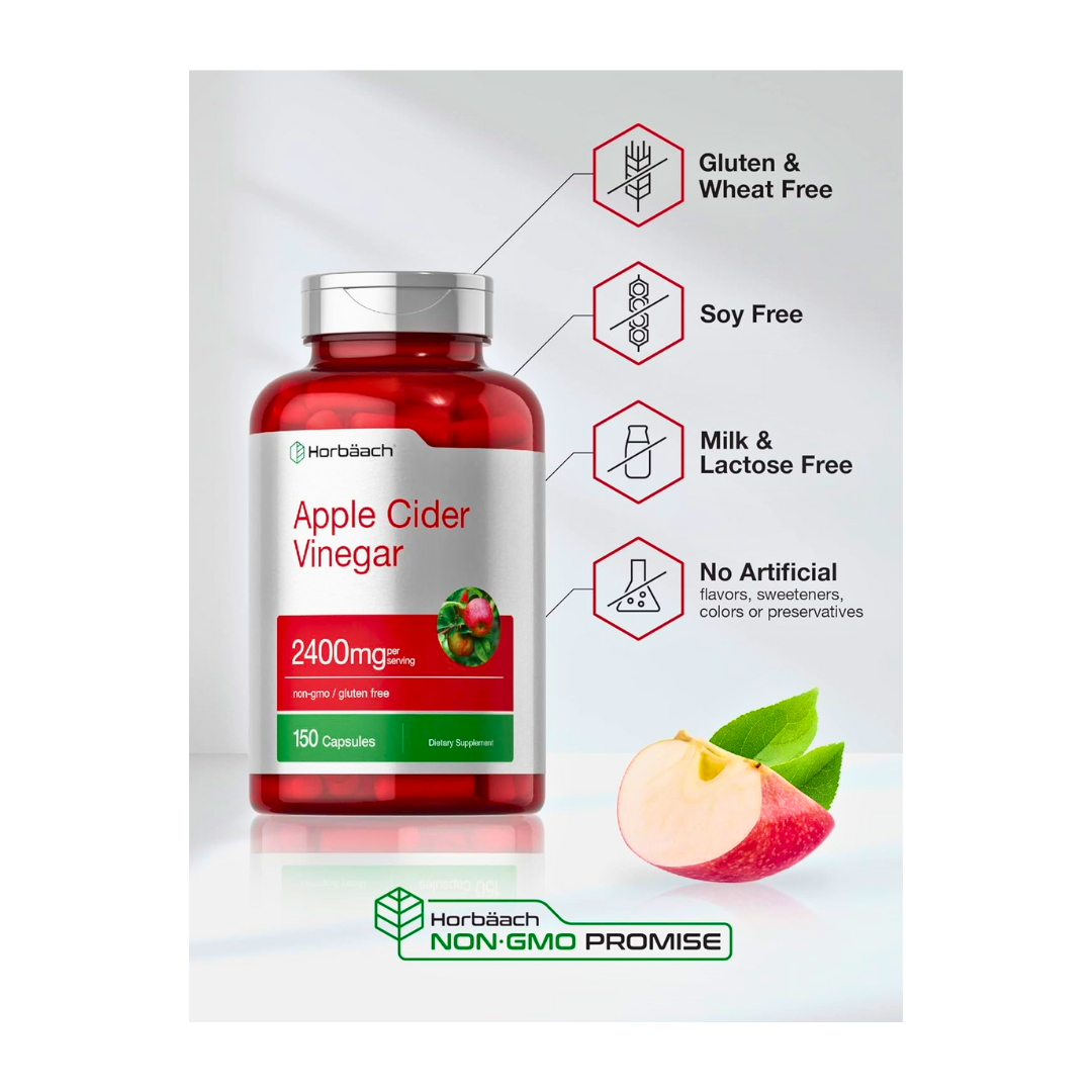 Horbäach Apple Cider Vinegar Capsules | 2400mg | 150 Count - Kodomo store