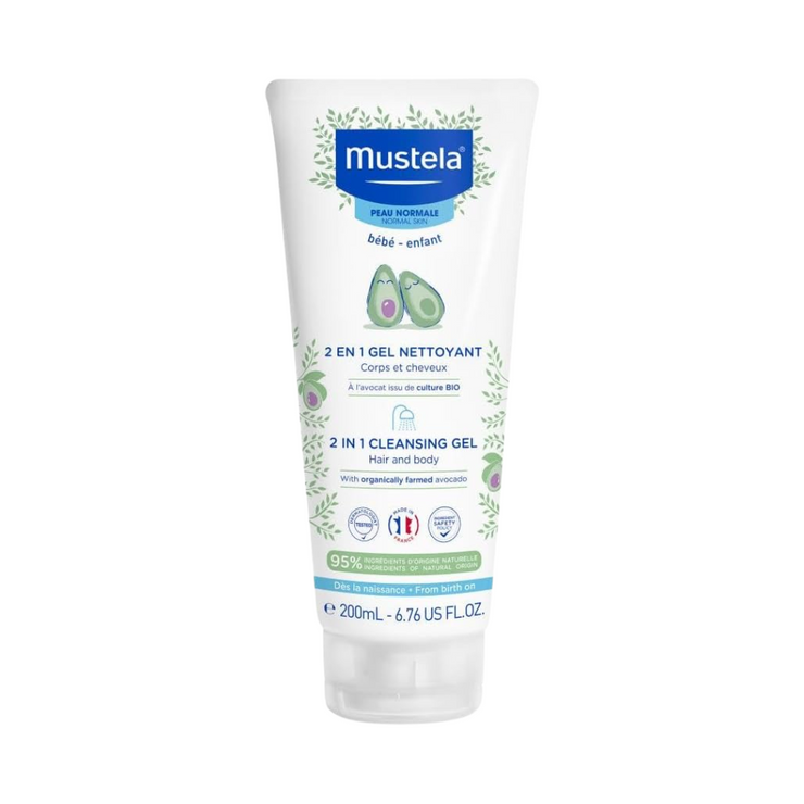 Mustela Baby 2-in-1 Cleansing Gel - Natural Avocado, 200ml - Kodomo store