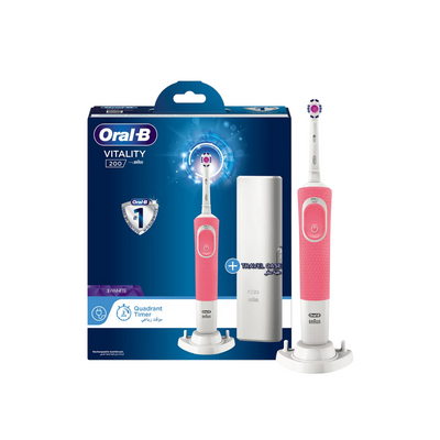 Oral-B Vitality 200 Electric Rechargeable Toothbrush – Pink Travel Case - Kodomo store