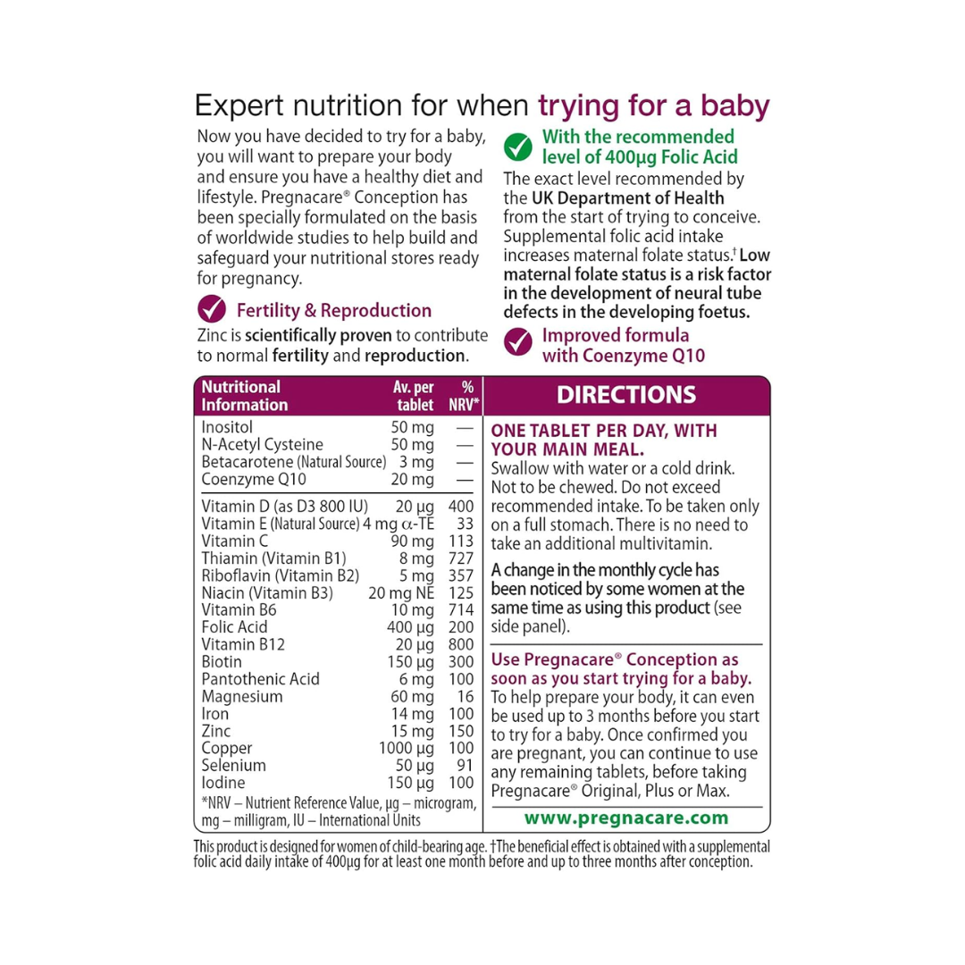 Pregnacare Conception – 30 Tabs by Vitabiotics - Kodomo store