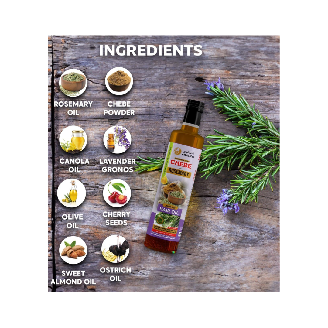AMALICO Rosemary Chebe Hair Oil – 100% Natural