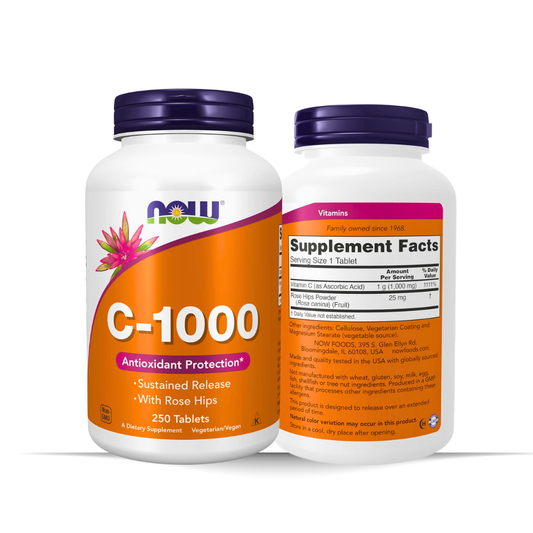 NOW Vitamin C-1000 with Rose Hips | 250 Tablets | Antioxidant