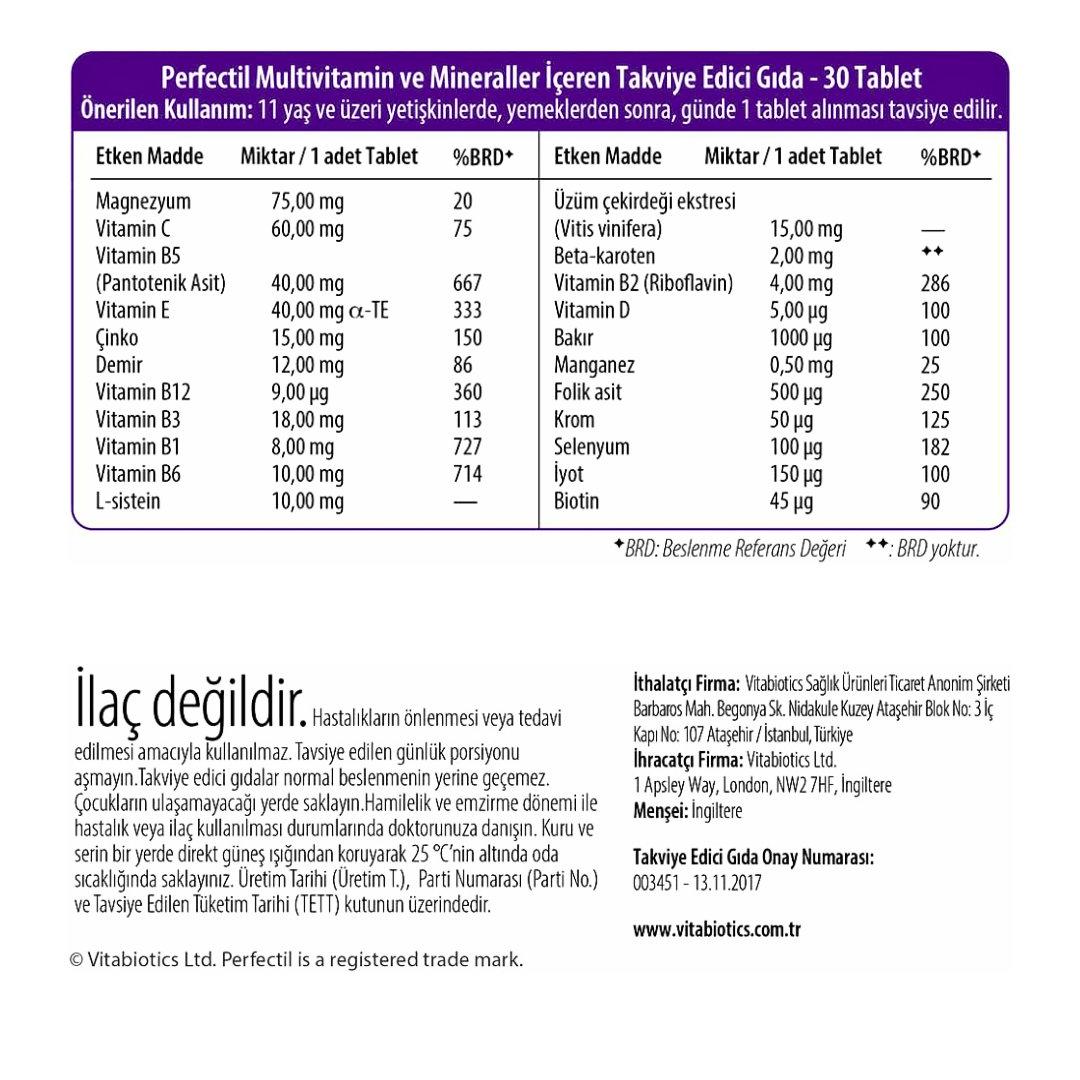 Vitabiotics Perfectil – 30 Beauty Tablets - Kodomo store