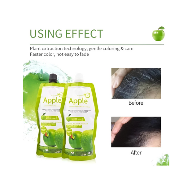 Apple Clear Water-Type Hair Dye Black Original – Ammonia & Lead-Free 500ml