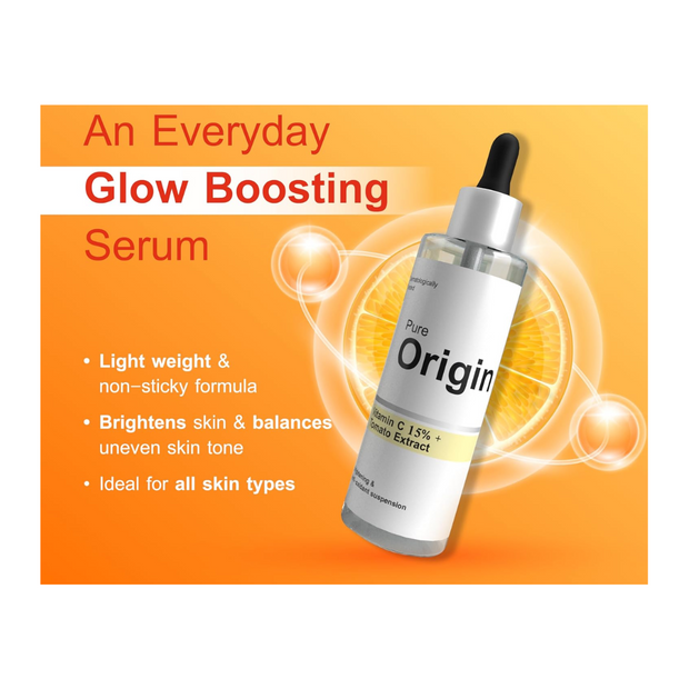 Pure Origin Vitamin C 15% + Tomato Extract Face Serum – 30ml